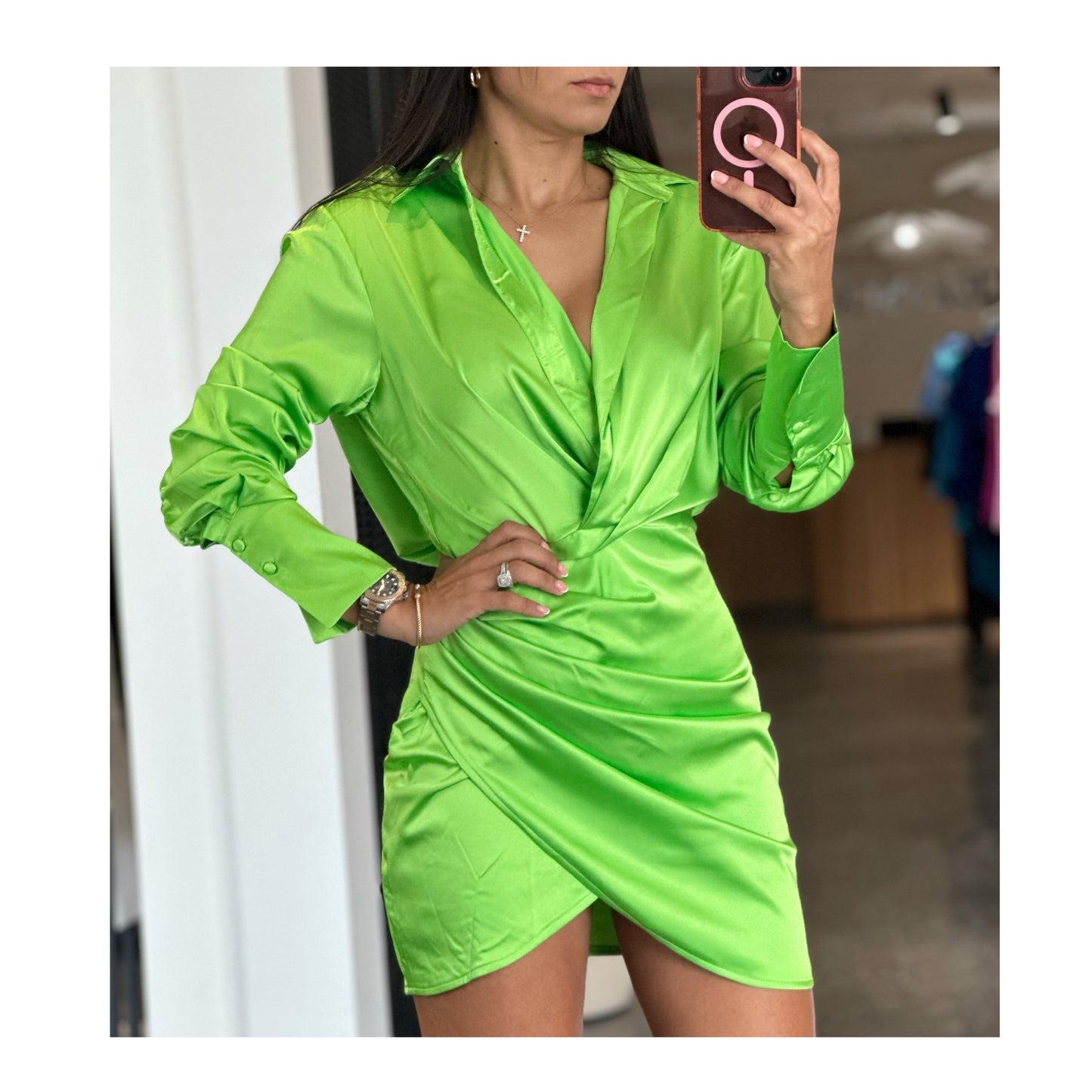 SHIRT SATIN DRESS