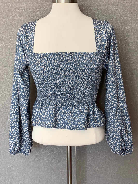 DENIM BLUE LONG SLEEVE TOP