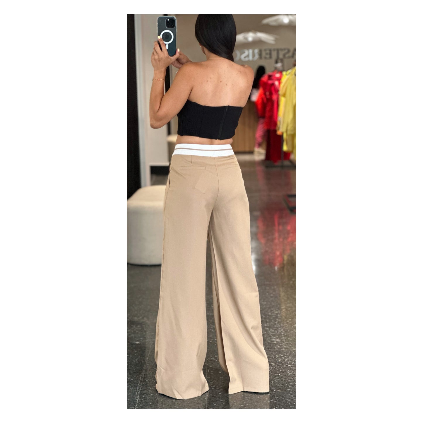 Beige Waistband Pants