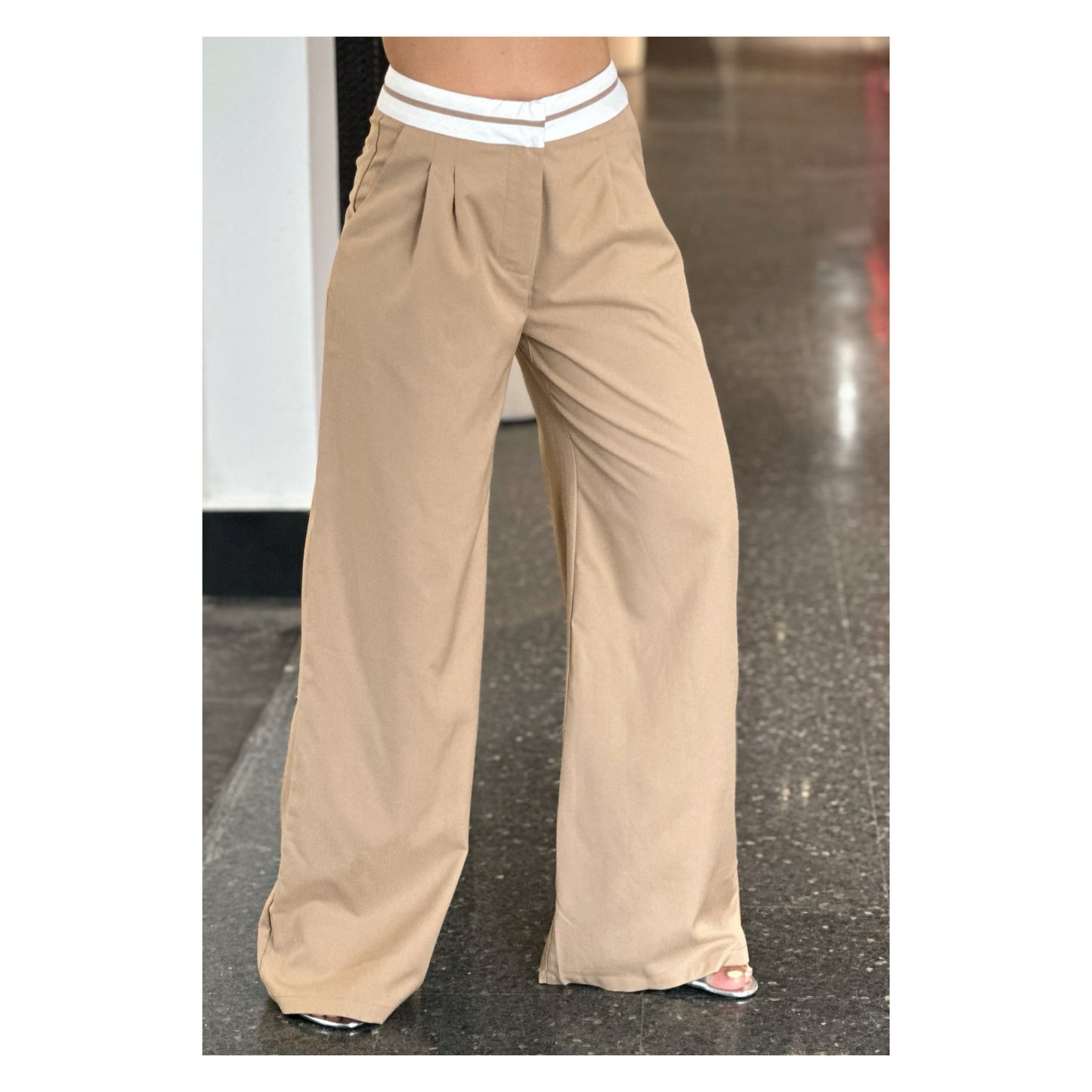 Beige Waistband Pants