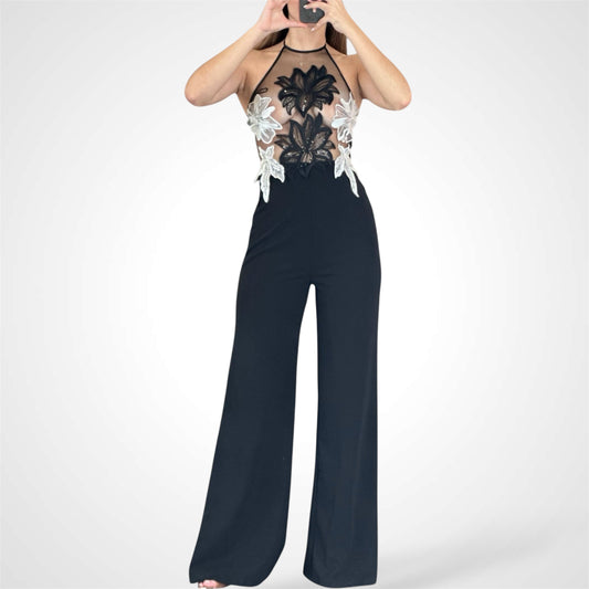 FLORAL PATCH ATTACHED JUMPSUIT