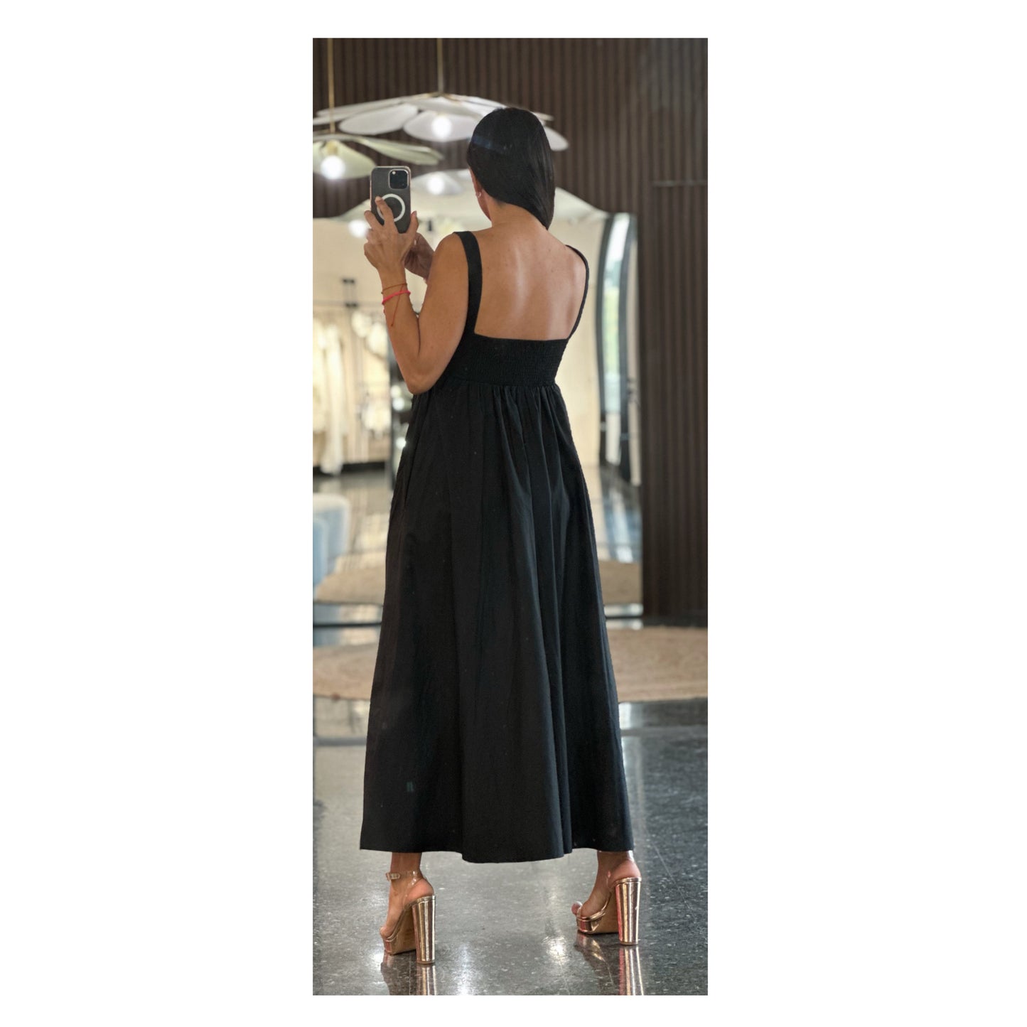 SLEEVELESS BLACK LONG DRESS