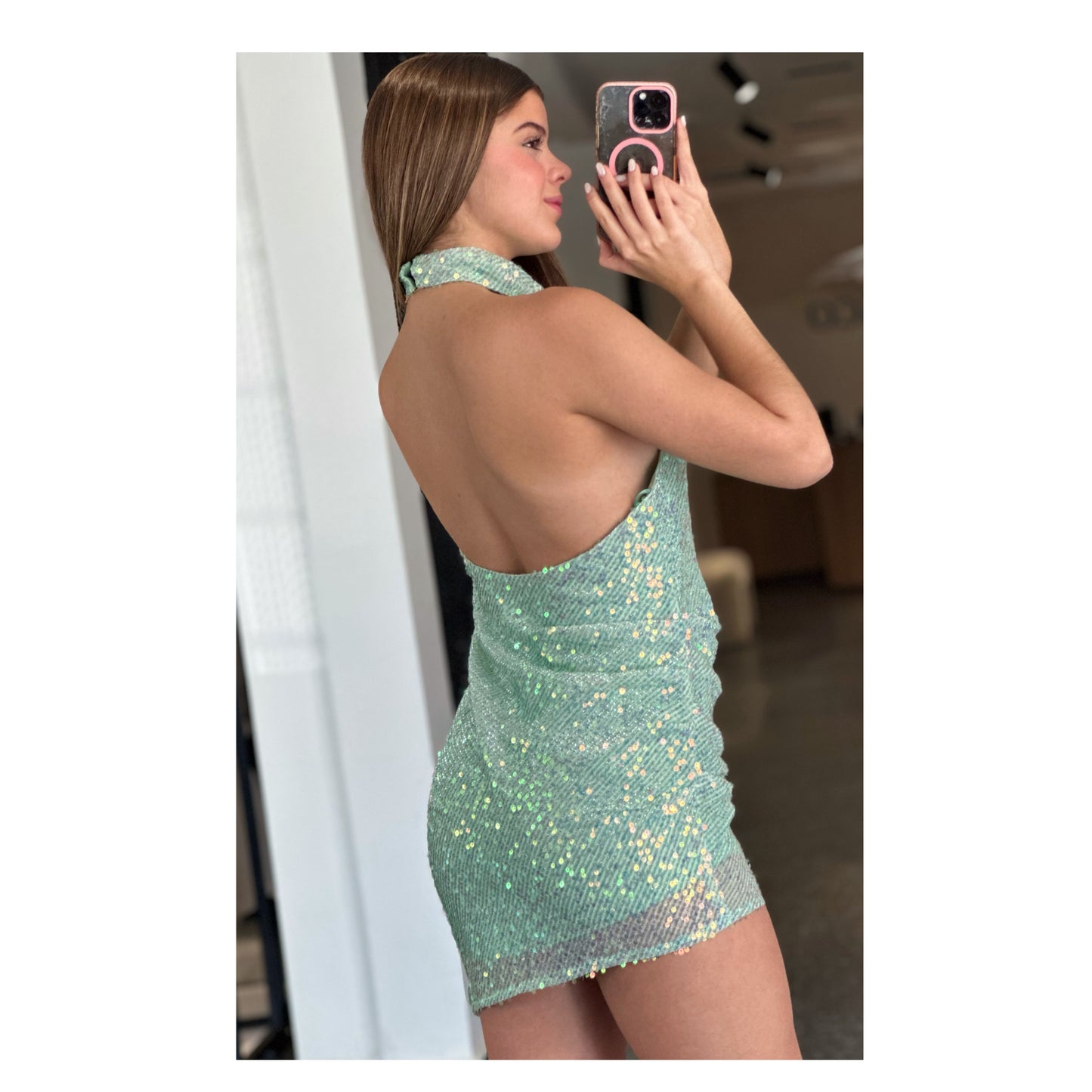 SEQUIN HALTER DRESS