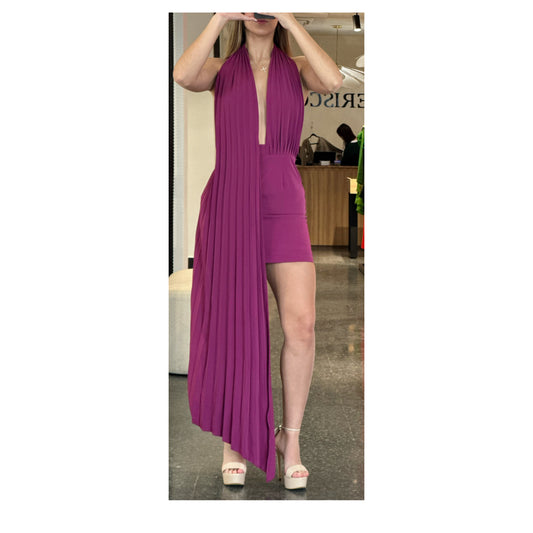 BERRY LONG SCARF OPEN BACK MINI DRESS