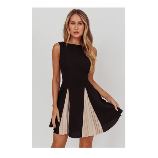 BOAT CONTRAST COLOR MINI DRESS