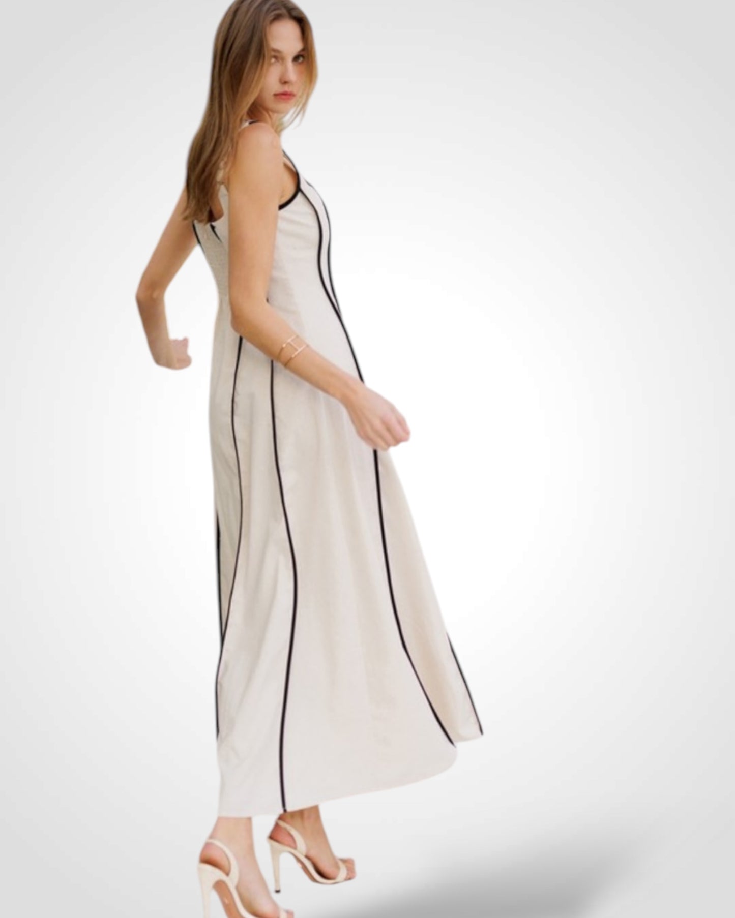 Contrast Linen Maxi Dress