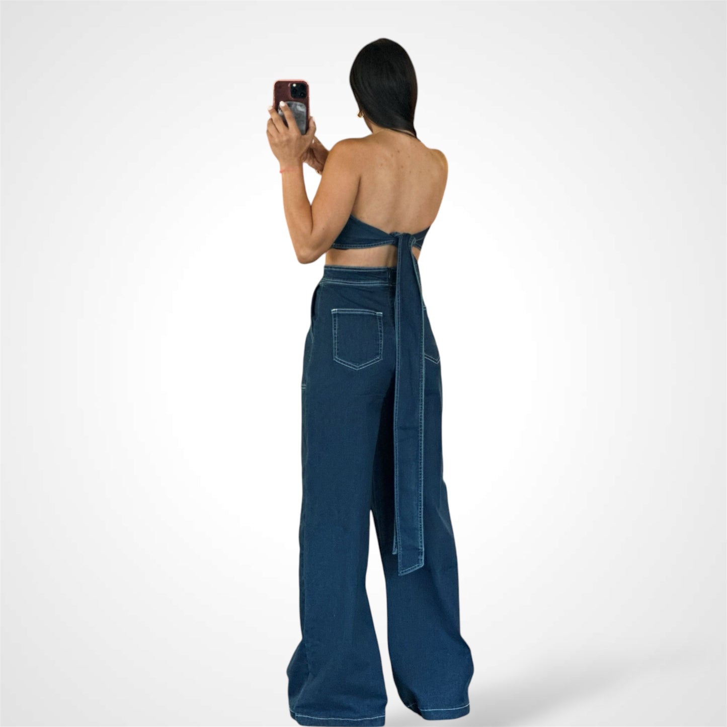 Denim Tube Cut-Out Jumpsuit