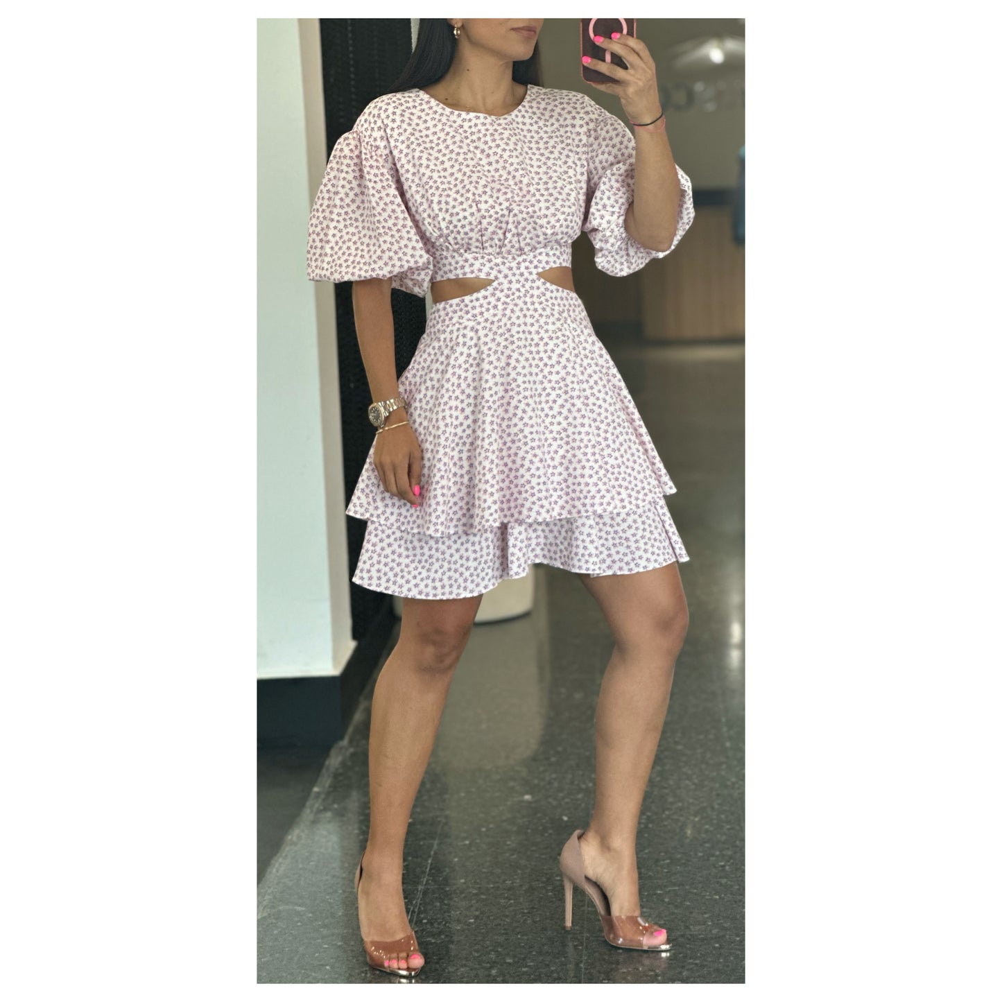 SIDE OPEN RUFFLE DRESS