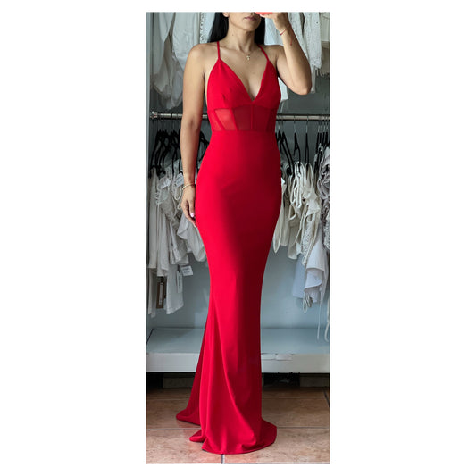 SIMPLICITY MESH INSERT GOWN