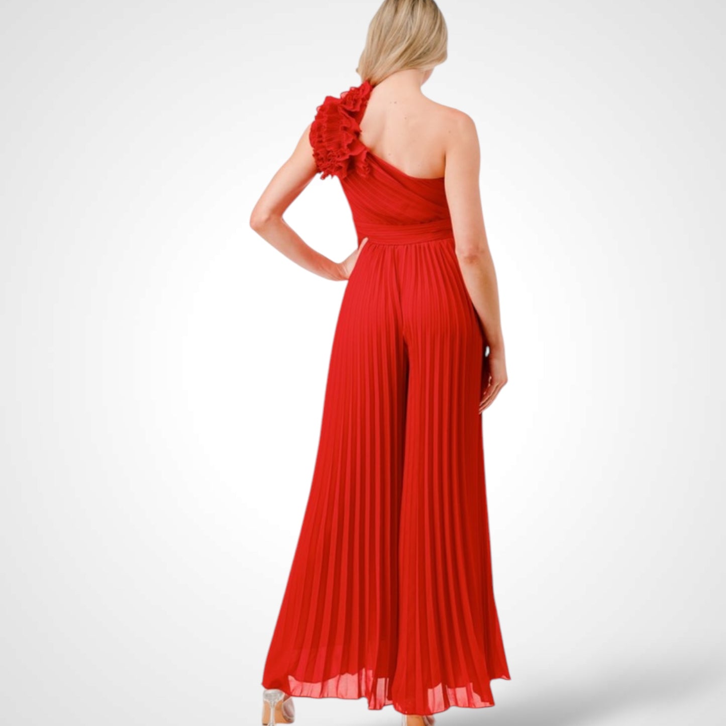 One Shoulder Pleated Jumpsuit