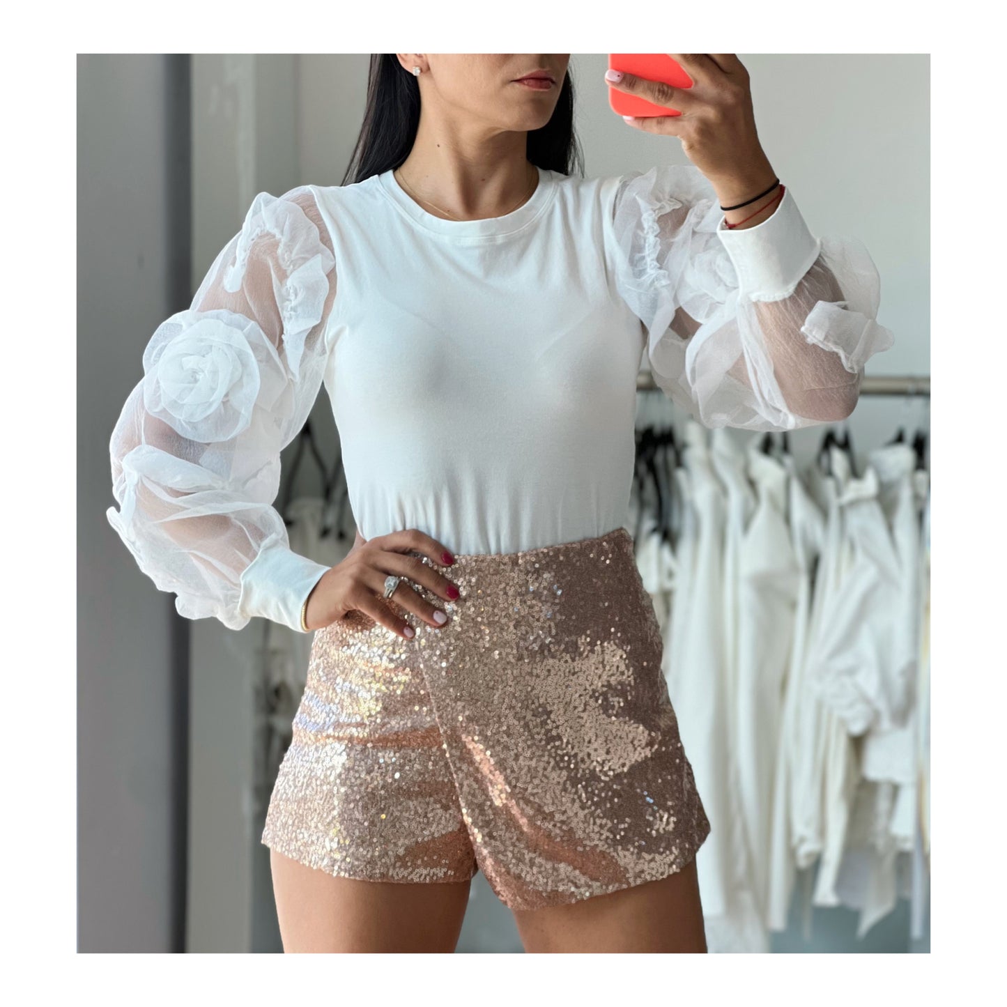 Rose Gold Sequin Party Skort