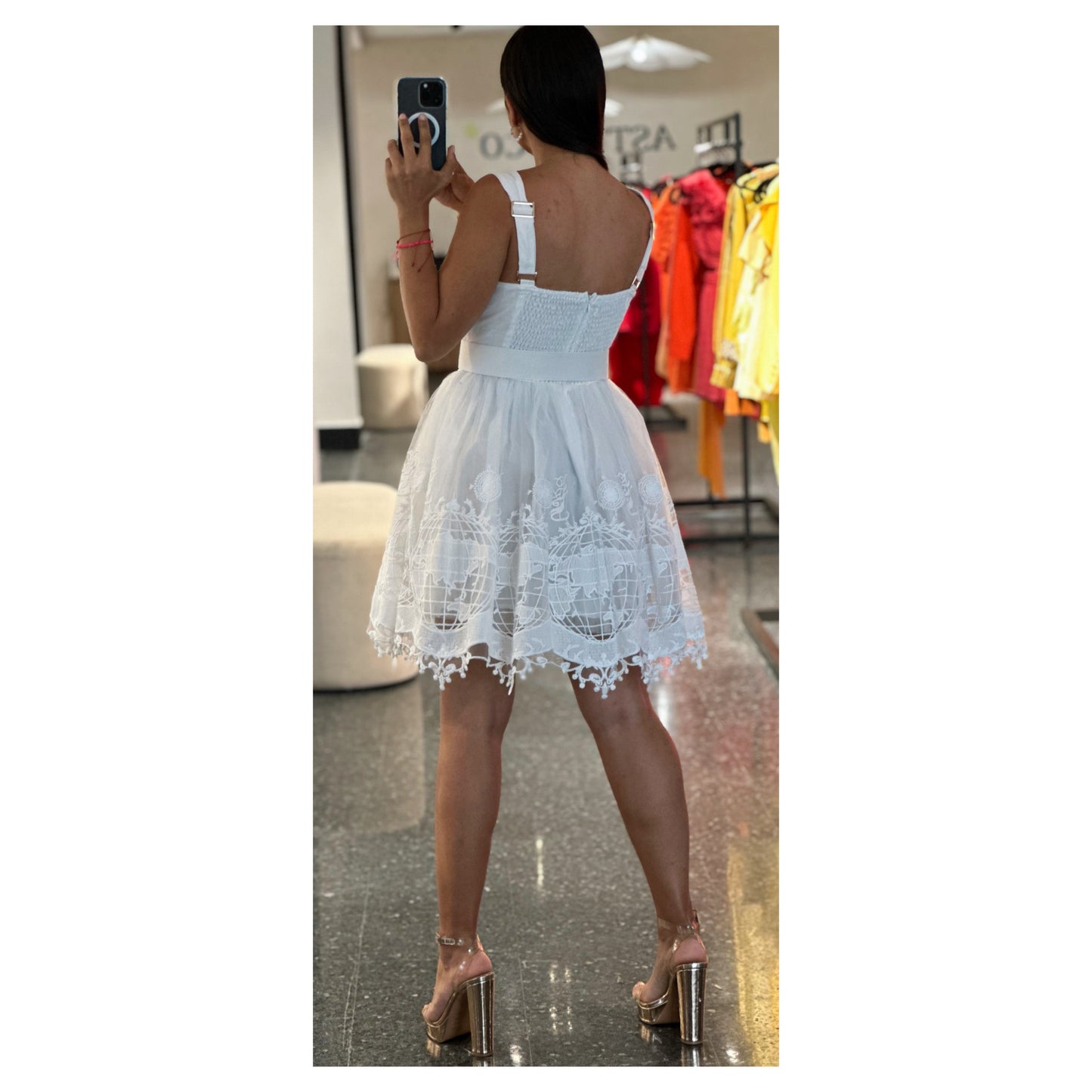 White Embroidery Lace Mini Dress