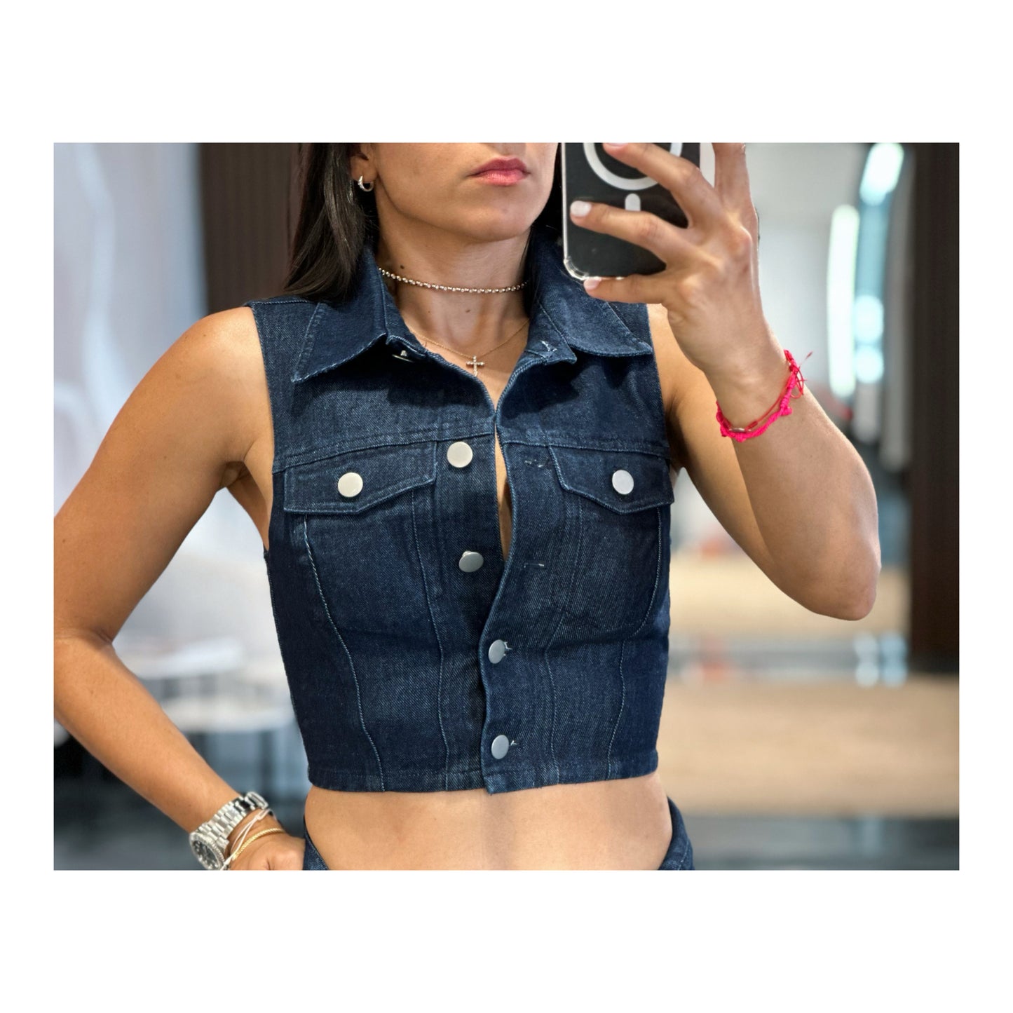 Indigo Sleeveless Denim Jacket