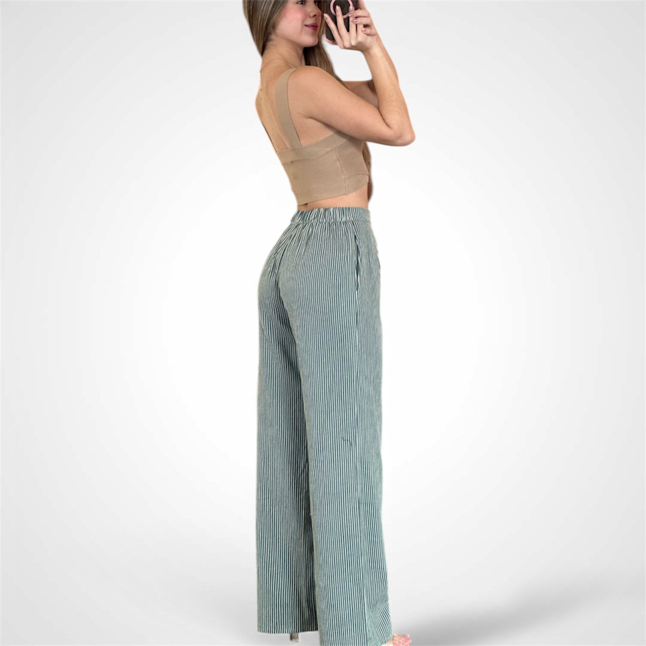 HUNTER STRIPE DRAWSTRING WIDE LEG PANTS