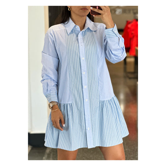 STRIPE PRINTED SHIRT DRESS