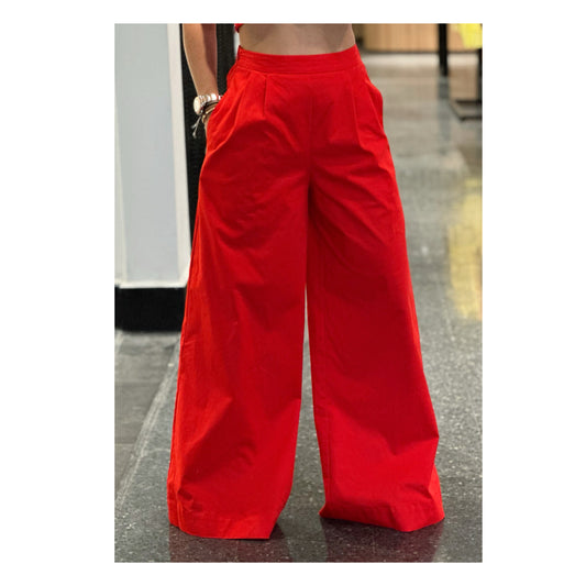 Cherry Red Wide Legs Pants
