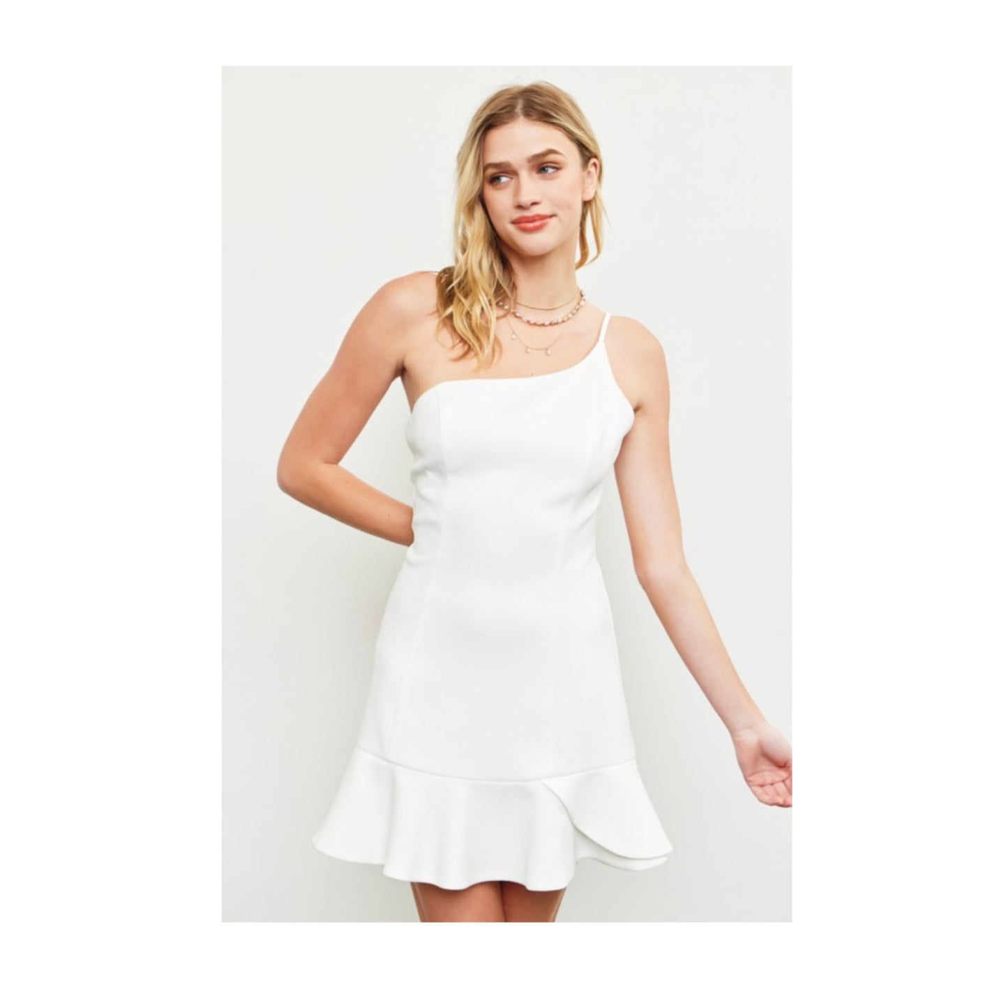 ONE SHOULDER RUFFLE DRESS