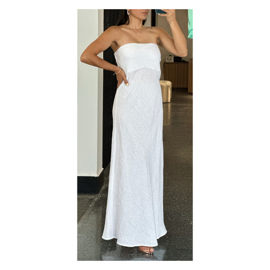 Linen Strap Off White Dress