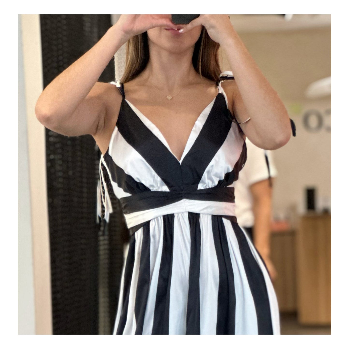 SATIN WIDE EVEN STRIPE WIDE LEG JUMPSUIT