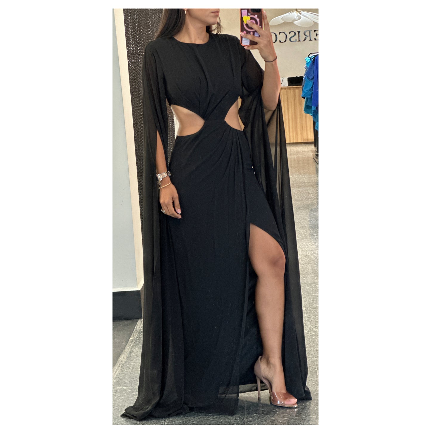 SJQ- MOCKNECK SWEEPING DOLMAN SLEEVES GOWN