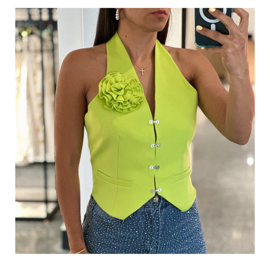 LIME RACERBACK DRESSY VEST