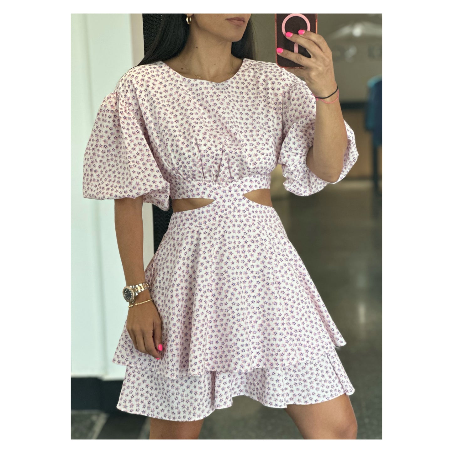 SIDE OPEN RUFFLE DRESS