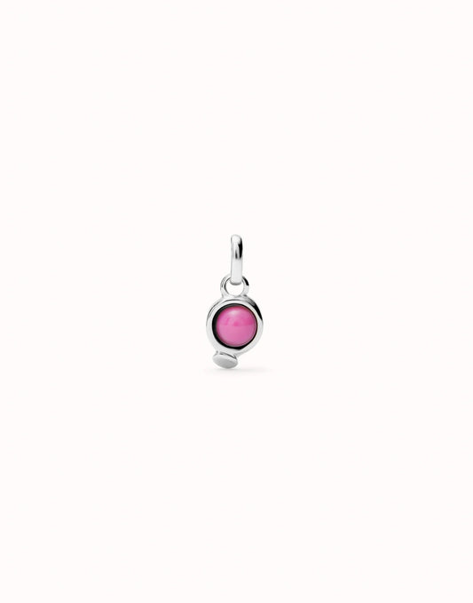 Uno de 50 Sterling silver-plated charm with pink stone