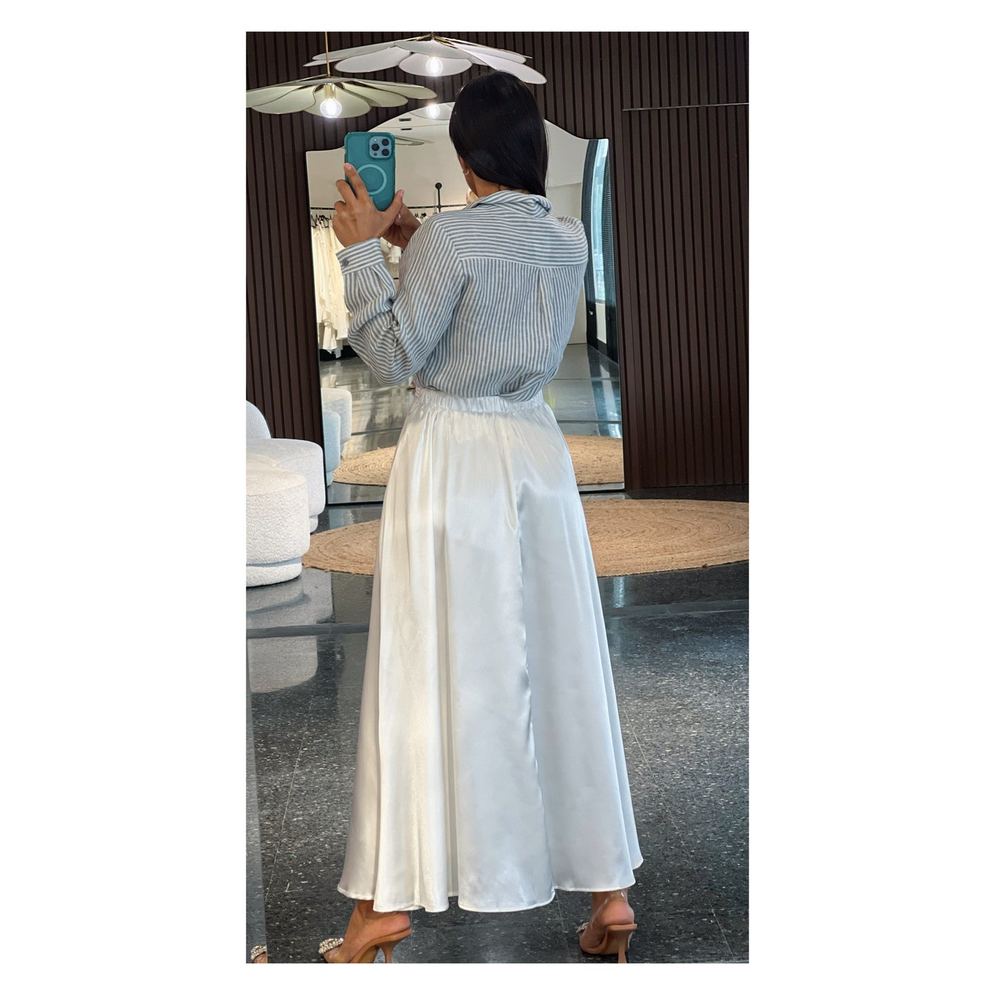 Satin Flare Long Skirt