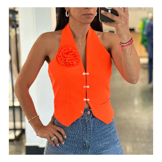 ELECTRIC ORANGE DRESSY VEST