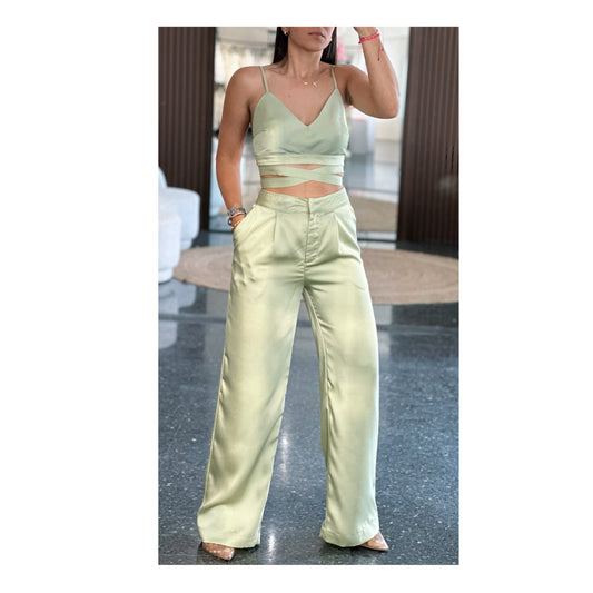 Halter Neck Tied Top And Pants Set