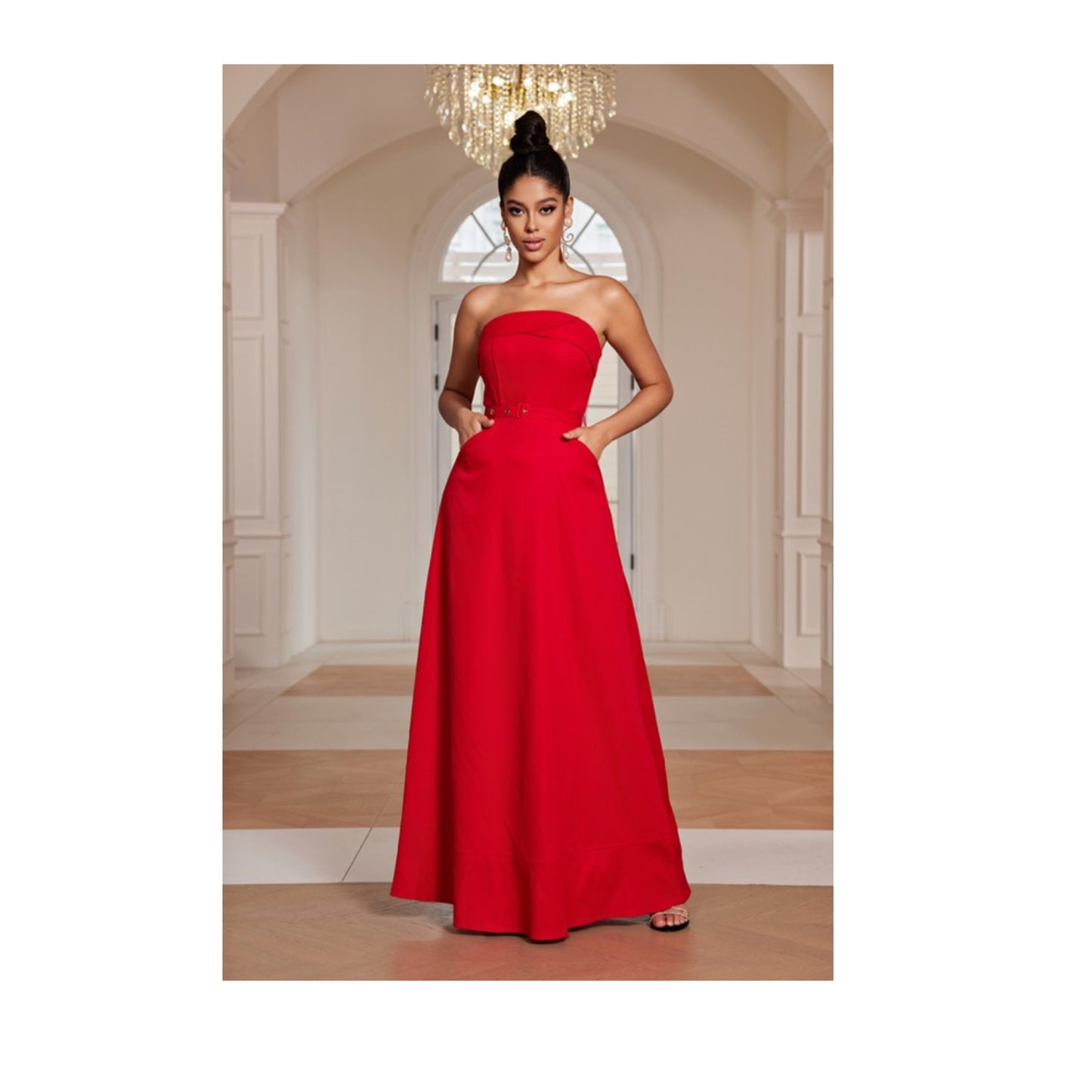 Solid Color Maxi Dress (Red)