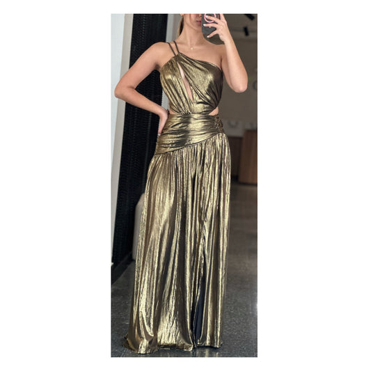 BRONZE METAL JERSEY STRAPPY DRESS