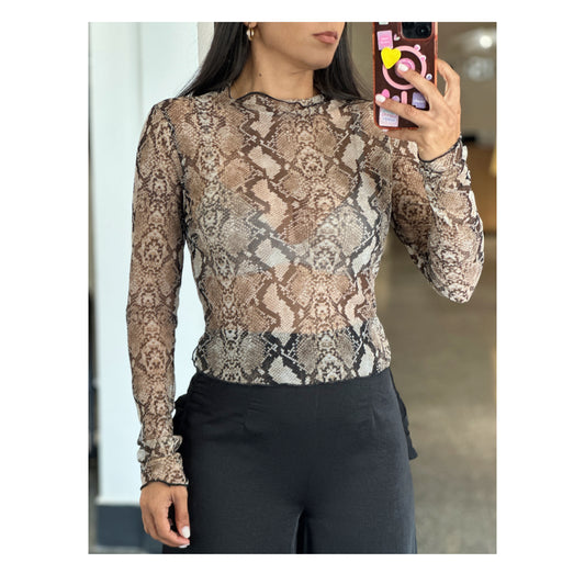 LACE HIGH NECK LONG SLEEVE TOP