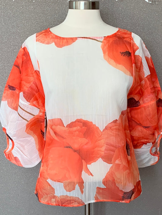 ORANGE FLOWERS DETAILS BLOUSE