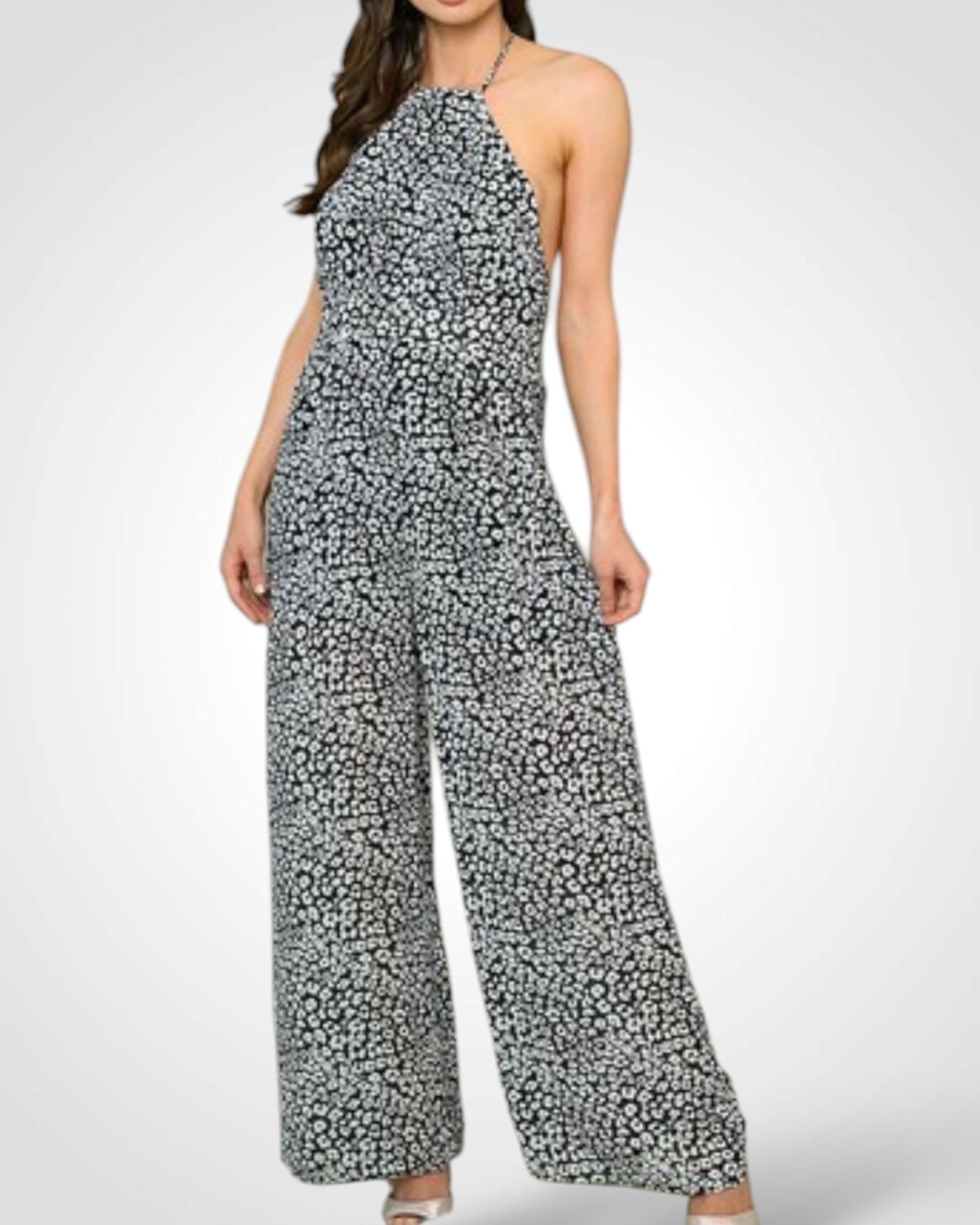 SLEEVELESS OPEN BACK ANIMAL PRINT JUMPSUIT