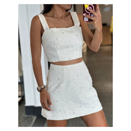 SEQUIN APPLIQUE MINI SKIRT