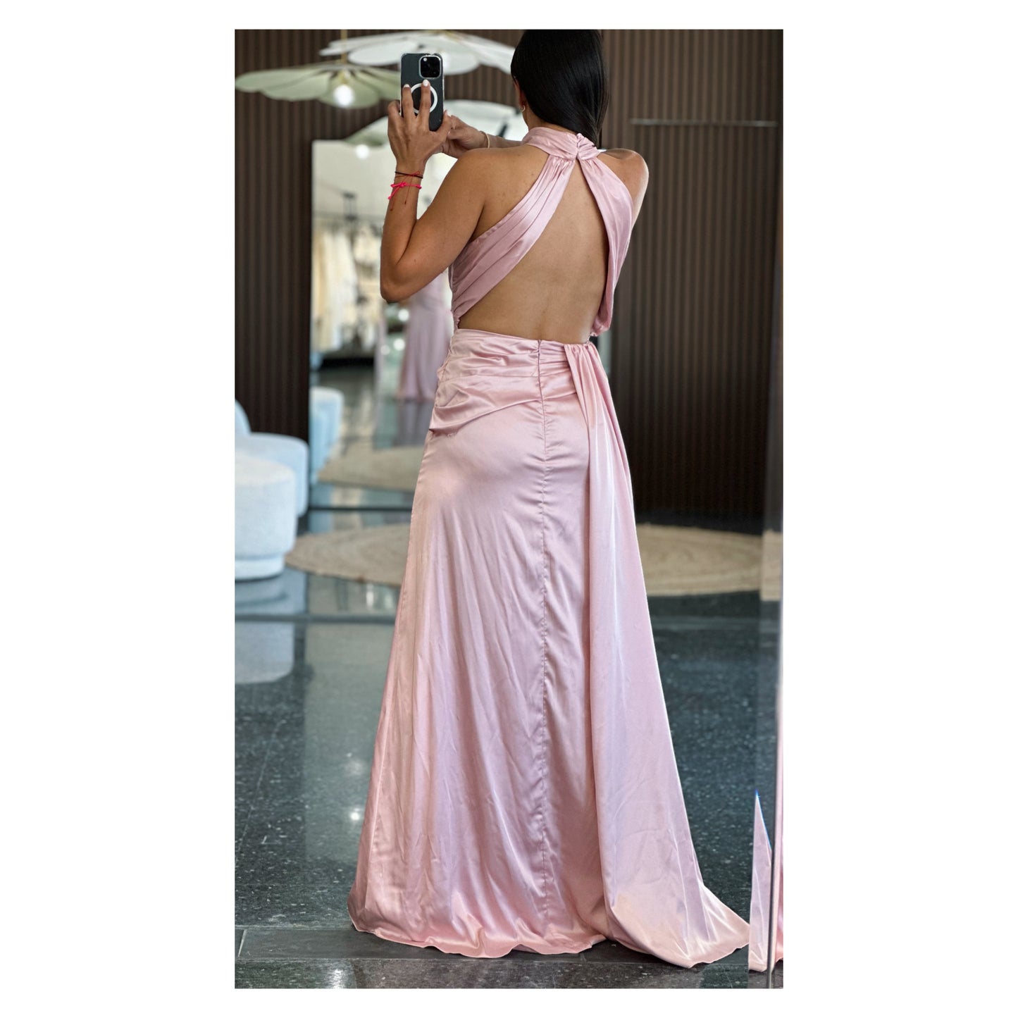 Halter Satin Drape Dress