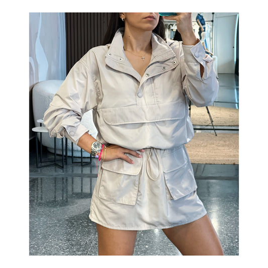 LOW WAIST WIND BREAKER POCKET DETAIL DRESS