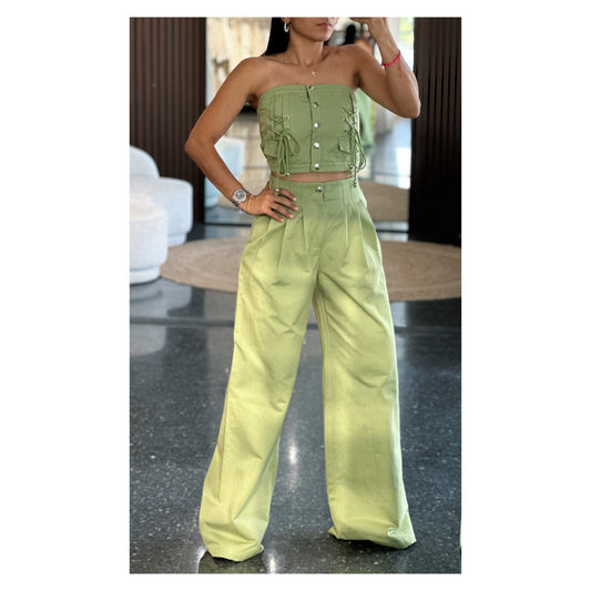 FRONT BUTTONS TOP & LONG PANTS SET