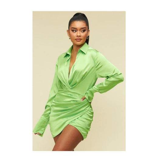 SHIRT SATIN DRESS