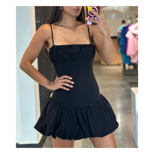 BUBBLE HEM STRAPPY MINI DRESS