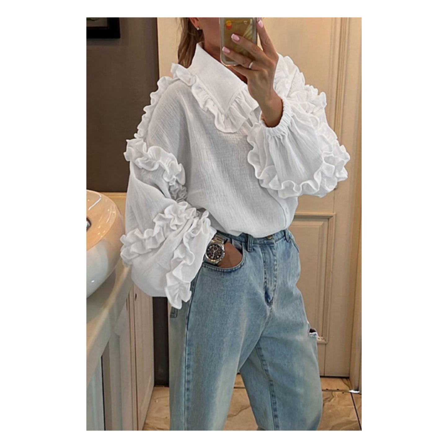 Lantern Sleeve Blouse Shirt