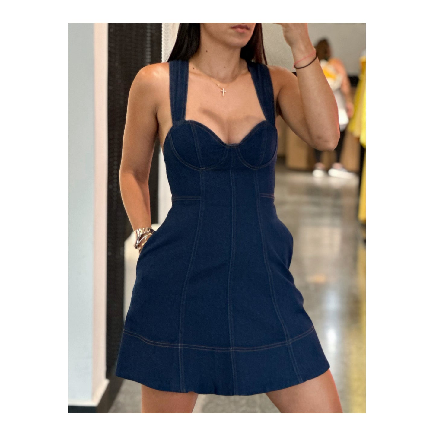 Navy Denim Short Dress