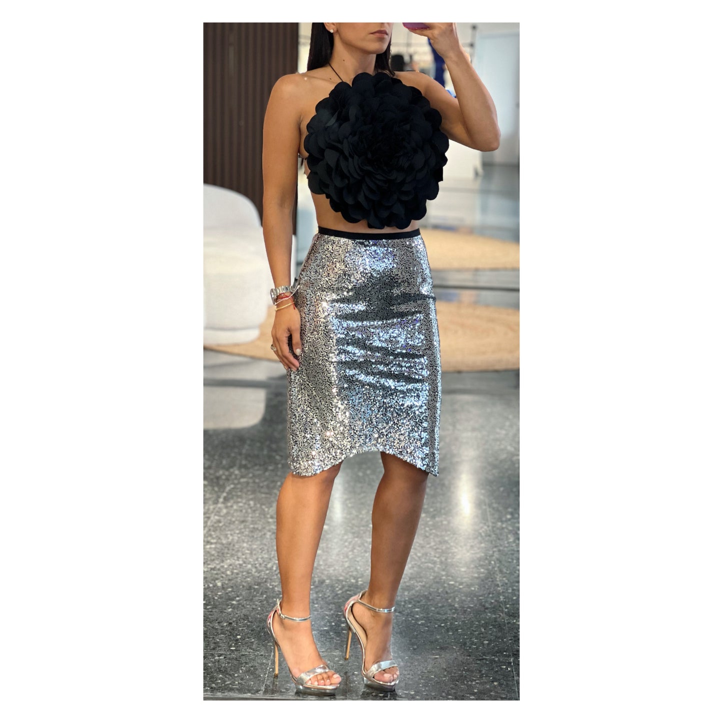 Sequin Silver Skirt