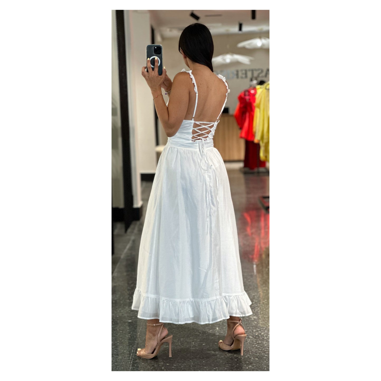 SJQ White Flowy Midi Dress