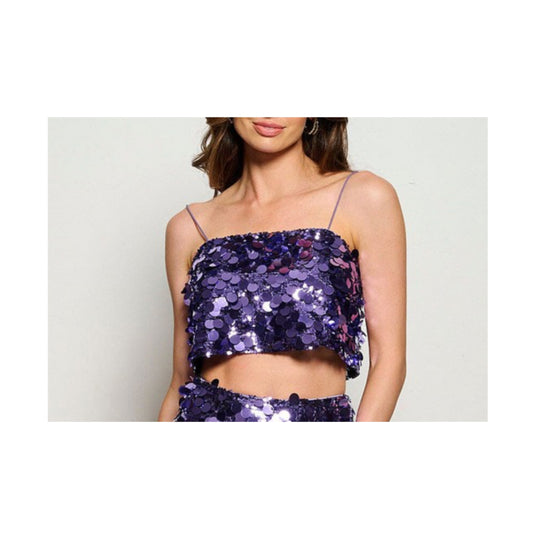 SLEEVELESS SEQUINS CROP TOP