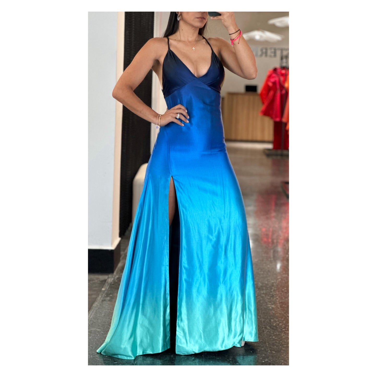 Ocean Breeze Satin Maxi Dress