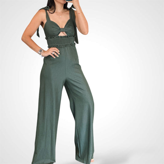 Smocking Wide Leg Jumpsuit