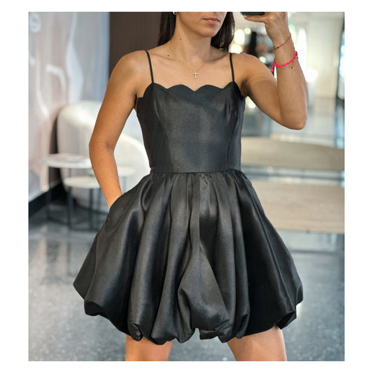 SLEEVELESS SCALLOP BUBBLE HEM MINI DRESS