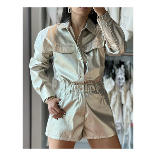 LEATHER ROMPER WAIST BAND WITH SIDE POCKETS